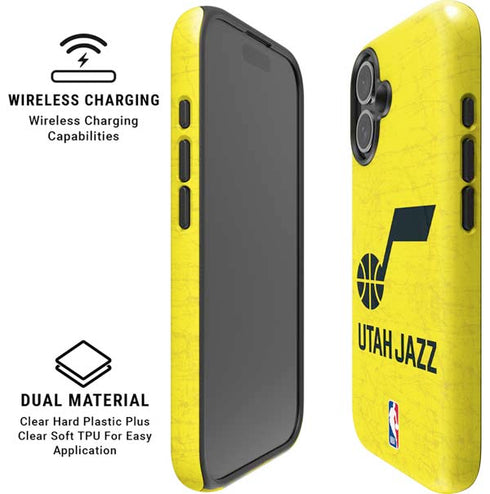 NBA Utah Jazz Yellow Texture iPhone 16 Plus Magsafe Impact Case